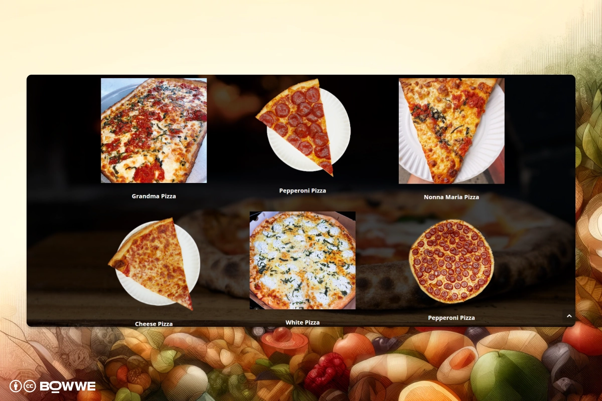 لقطة شاشة من قائمة المطعم - بليكر ستريت بيتزا