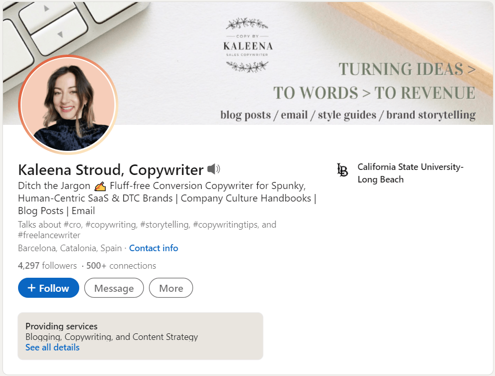 Kaleena Stroud's LinkedIn profile