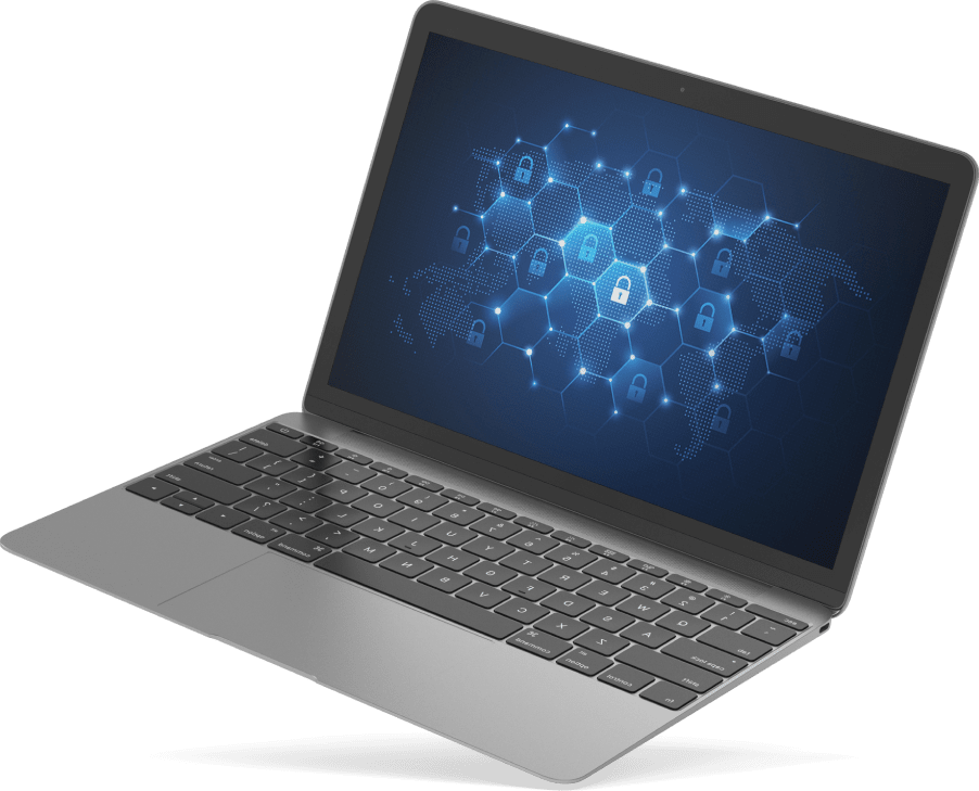 Grey laptop laptop with website builder opened