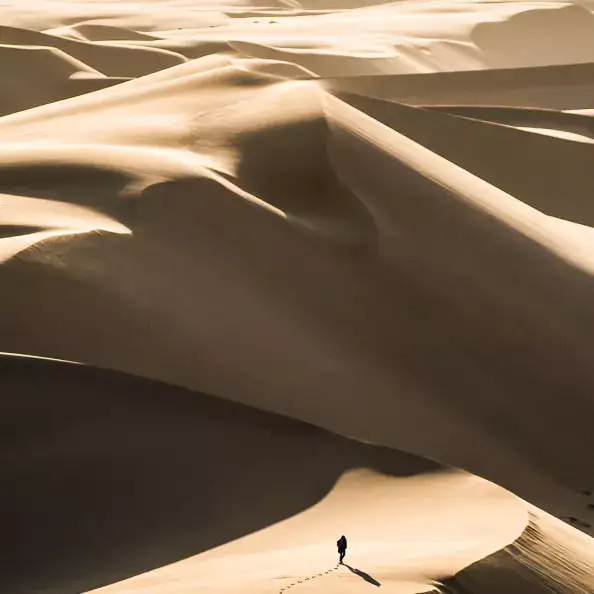 the desert through which a person walks