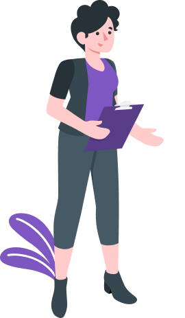 Purple graphics with woman