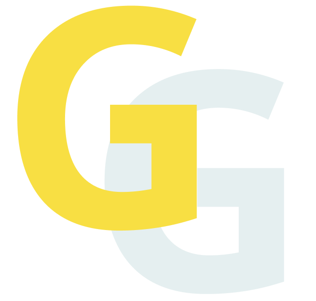 Sample logo with grey and yellow letter G