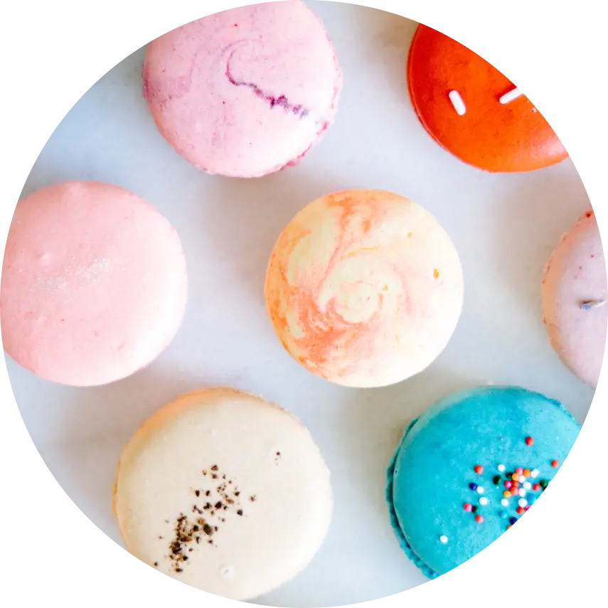 different colored macarons