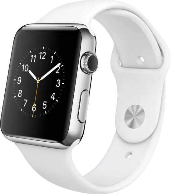 white smartwatch with plastic wristband and magnetic strap
