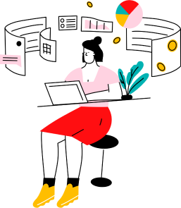 kobieta przeprowadzająca badania na swoim laptopie i przytłoczona ilością pracy