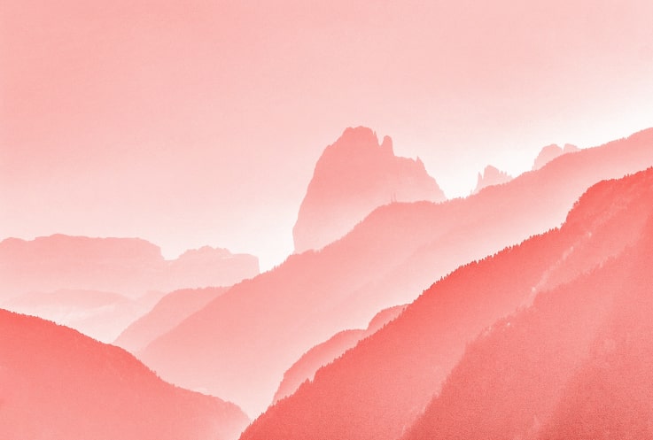 a pink landscape composed of highlands