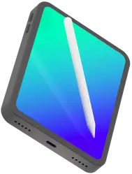 tablet cinza com uma caneta branca
