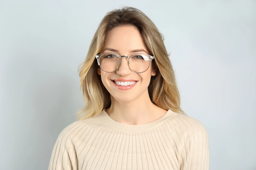 a girl in glasses