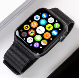 Wristwatch with many icons on the screen