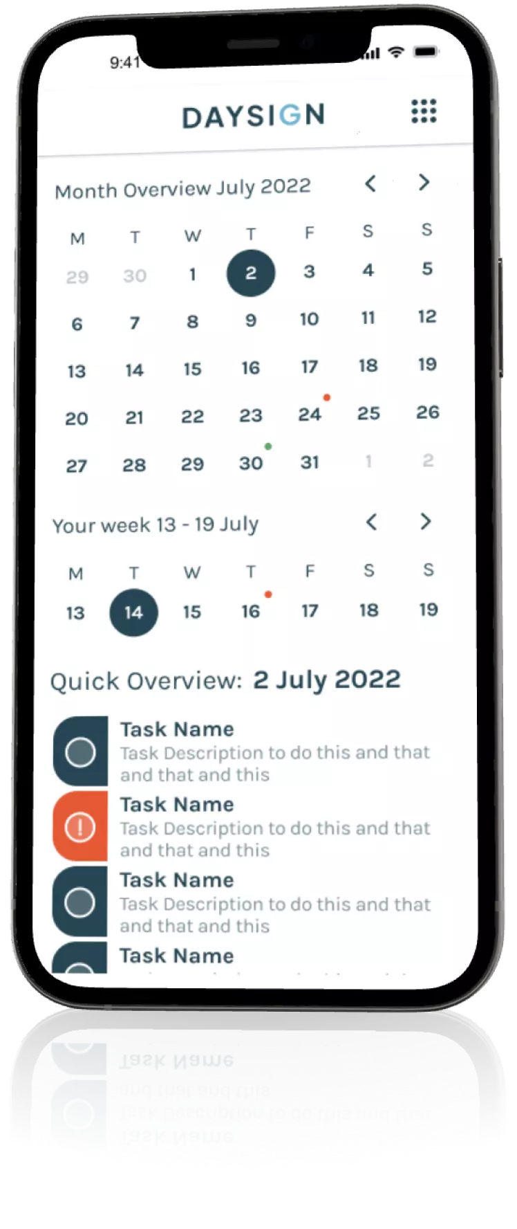 Téléphone portable avec calendrier et notes