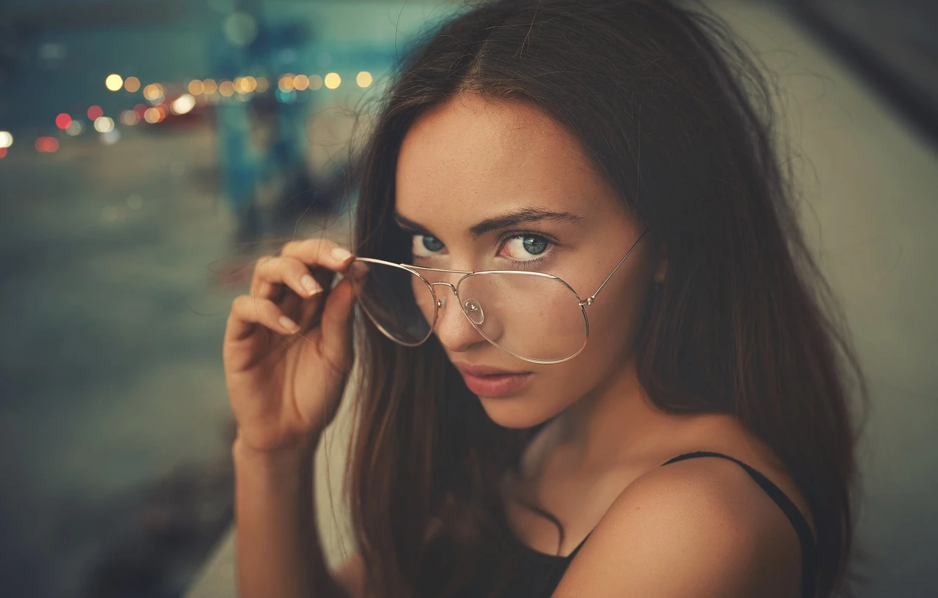 a girl with glasses