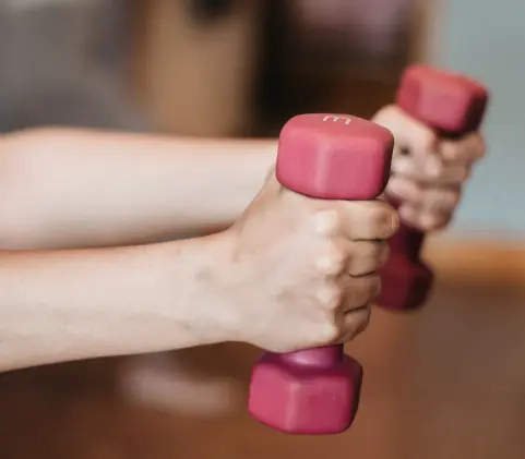 Dumbbells in hands