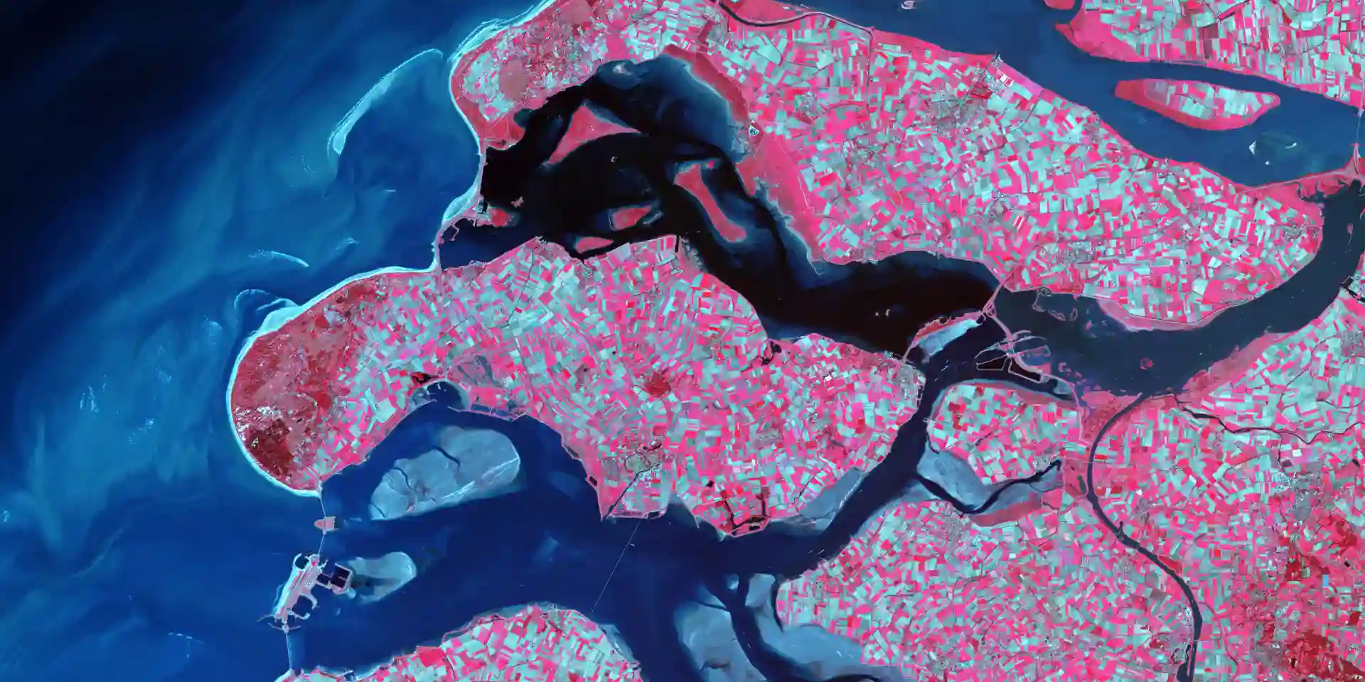 Pintura azul-rosa de parte de la tierra.