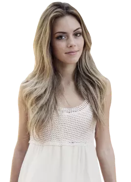 a girl with blond long hair