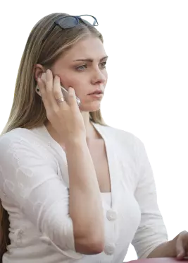 a girl is talking on the phone