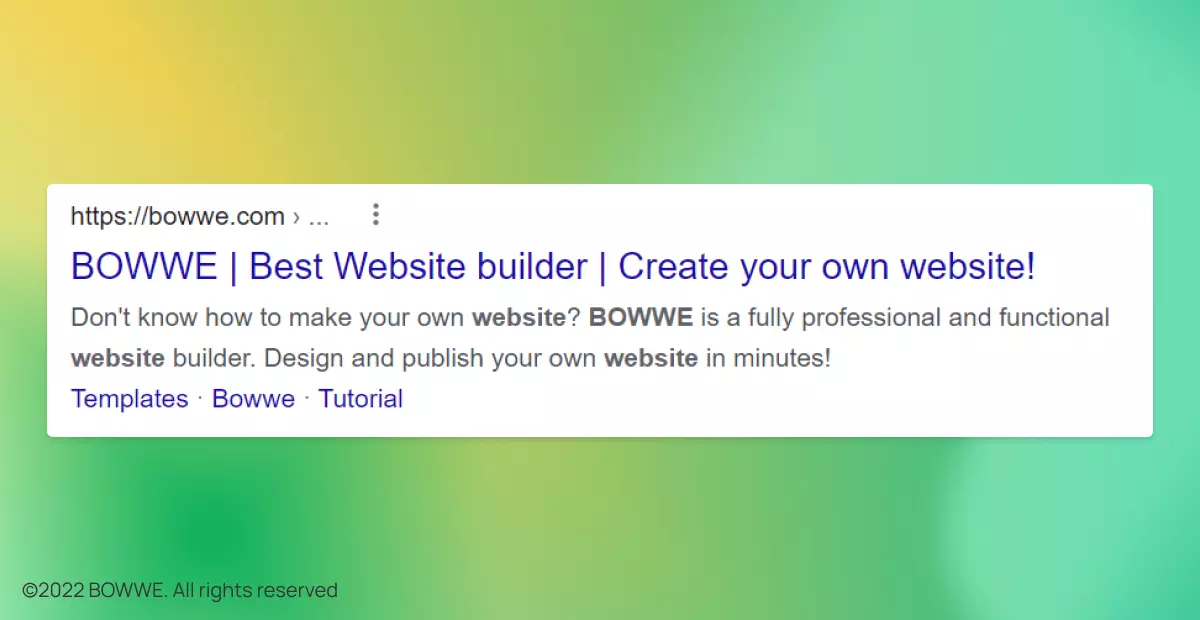 Gráfico: ejemplo de meta descripción en el sitio web de BOWWE
