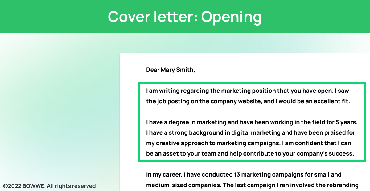 Graphic - Cover letter: Opening