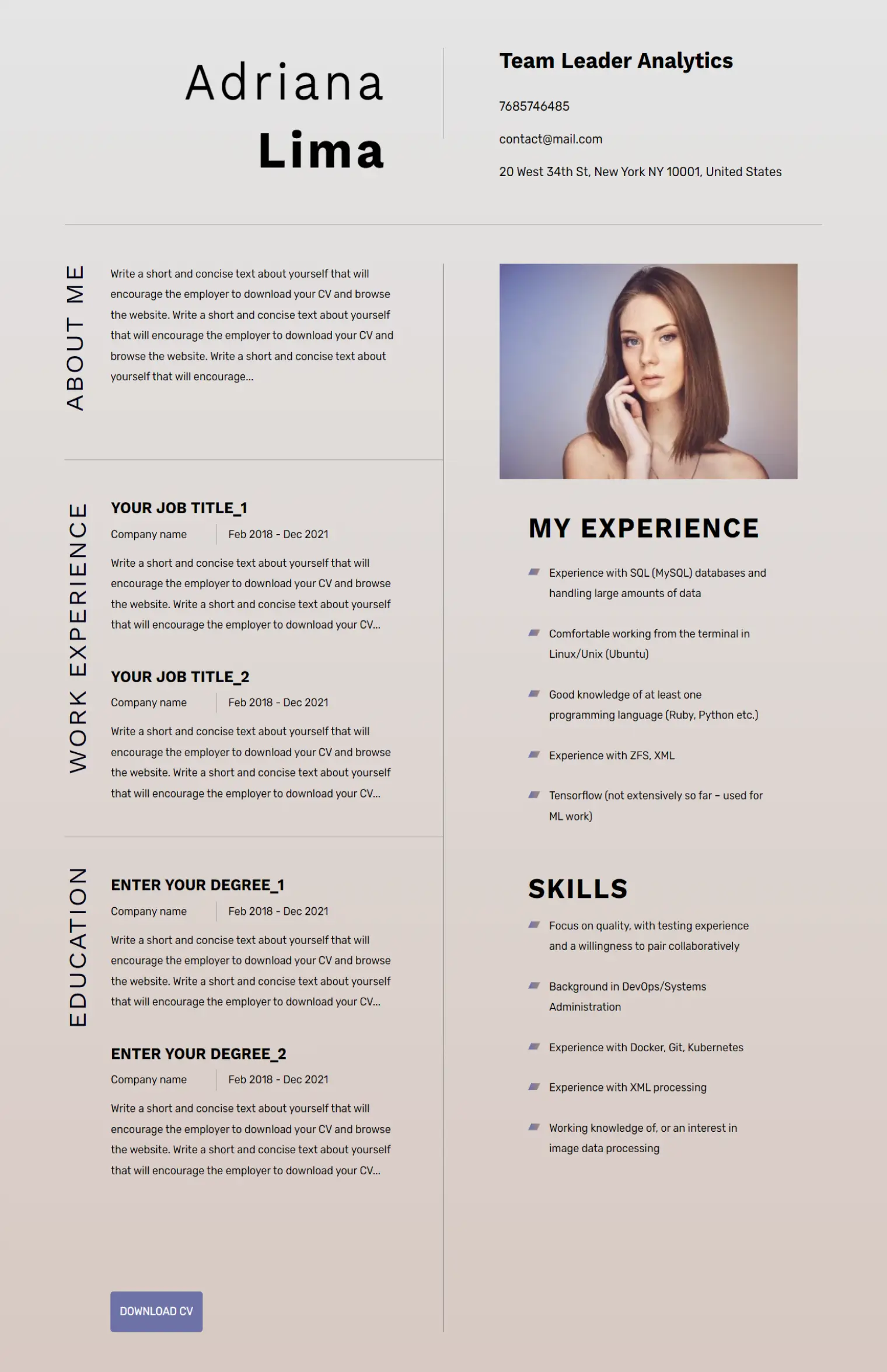 Classic CV Template by BOWWE