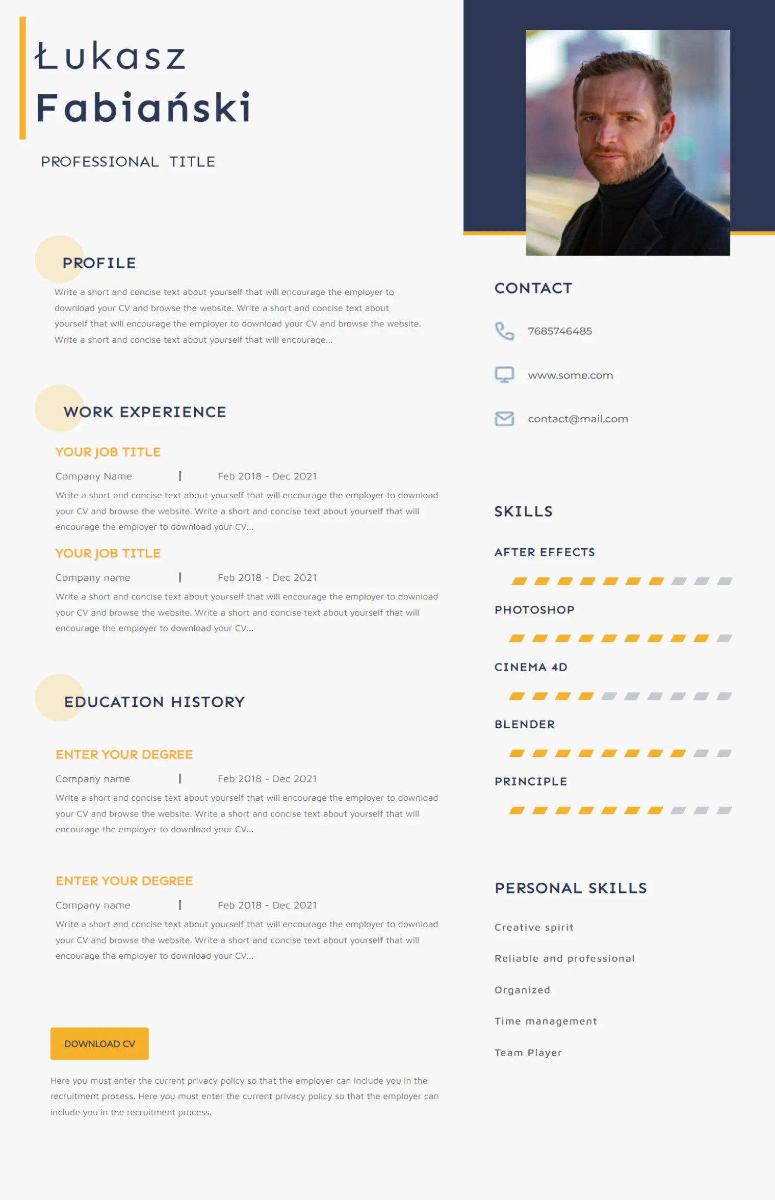 Visual CV Template by BOWWE
