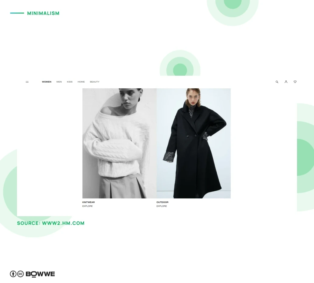 Minimalistic and grid website layout 