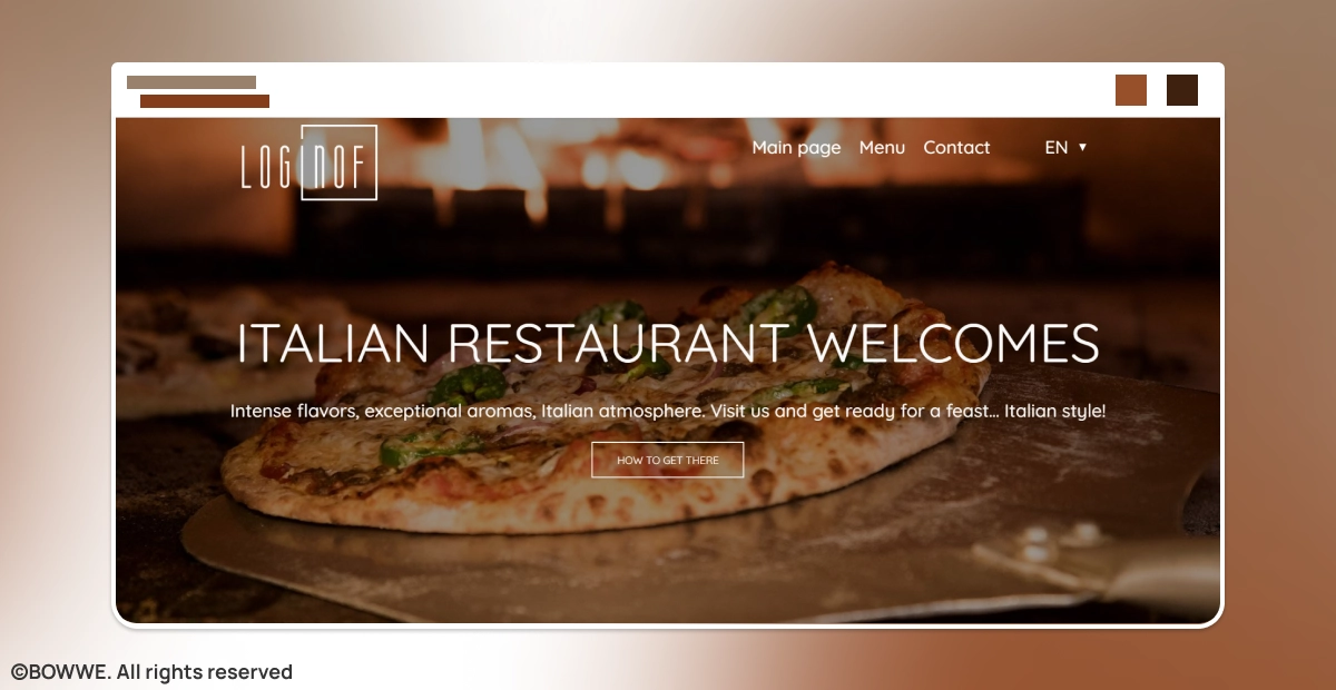 Screenshot dal modello BOWWE con fotografia di sfondo della pizza