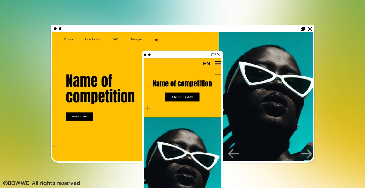 Screenshot of BOWWE template in desktop and mobile view