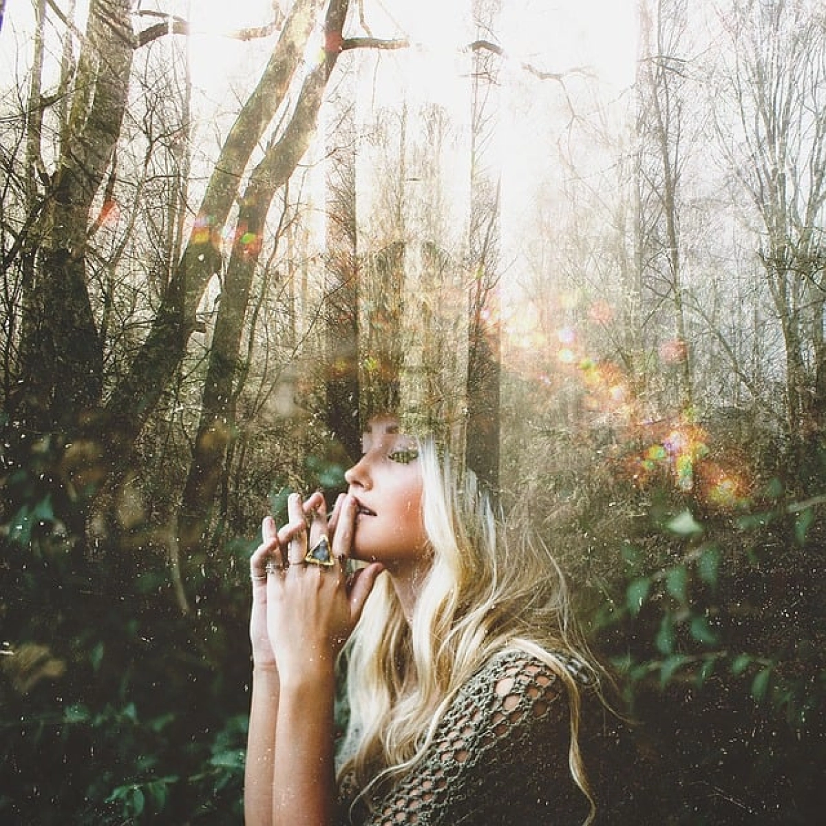 Woman on the background of the forest