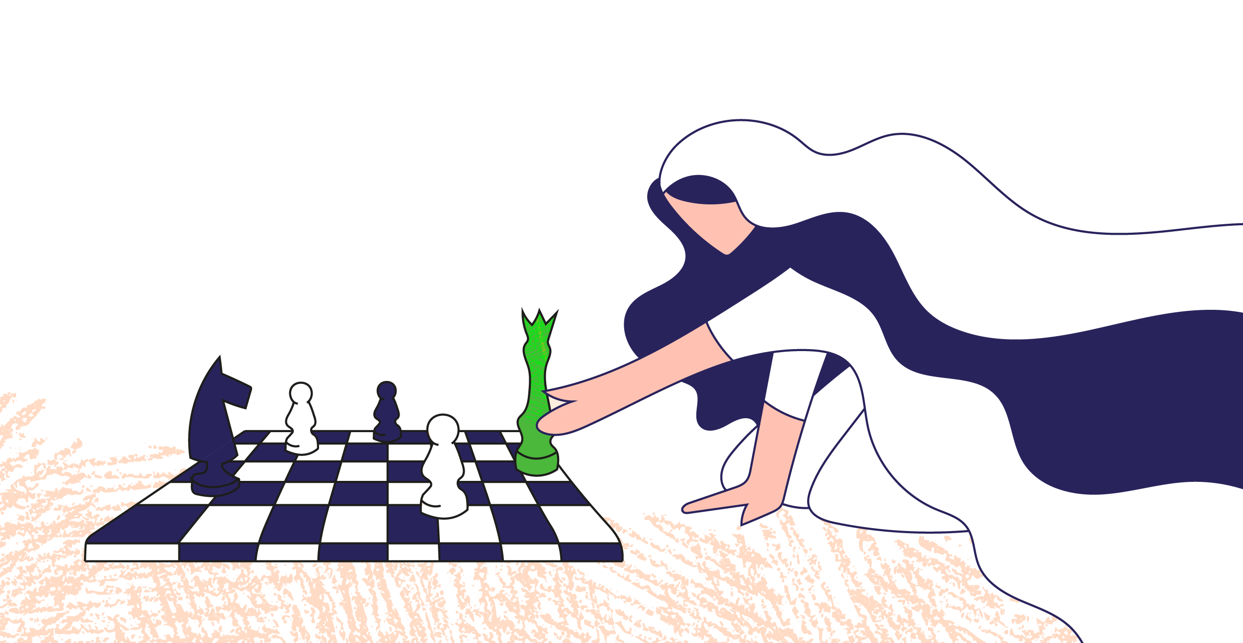 bride moving the queen on a chessboard