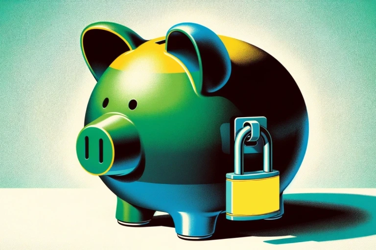 Piggy bank with a padlock