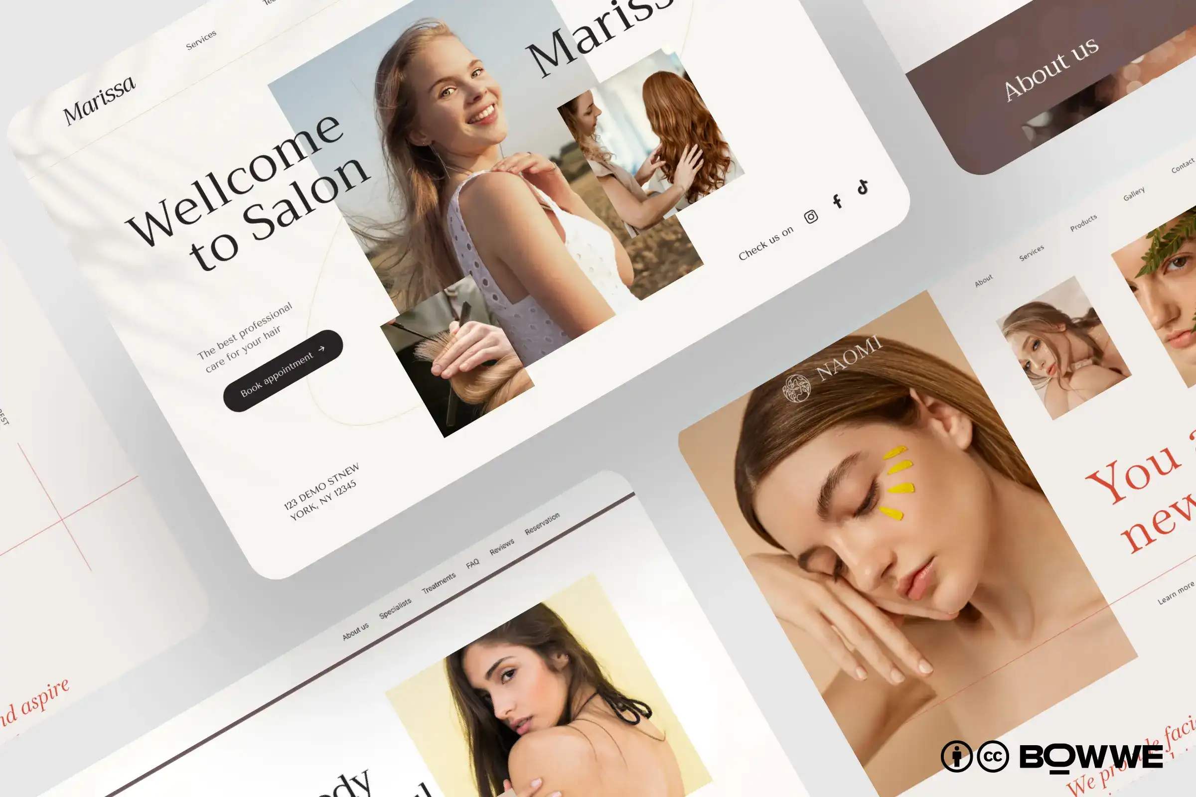 Set of website templates for beauty industry by BOWWE