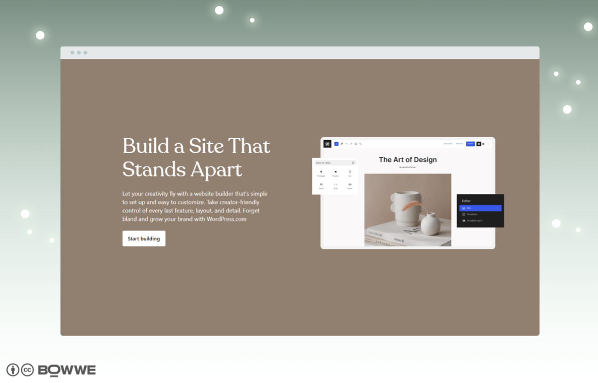 screenshot of website of Wordpress