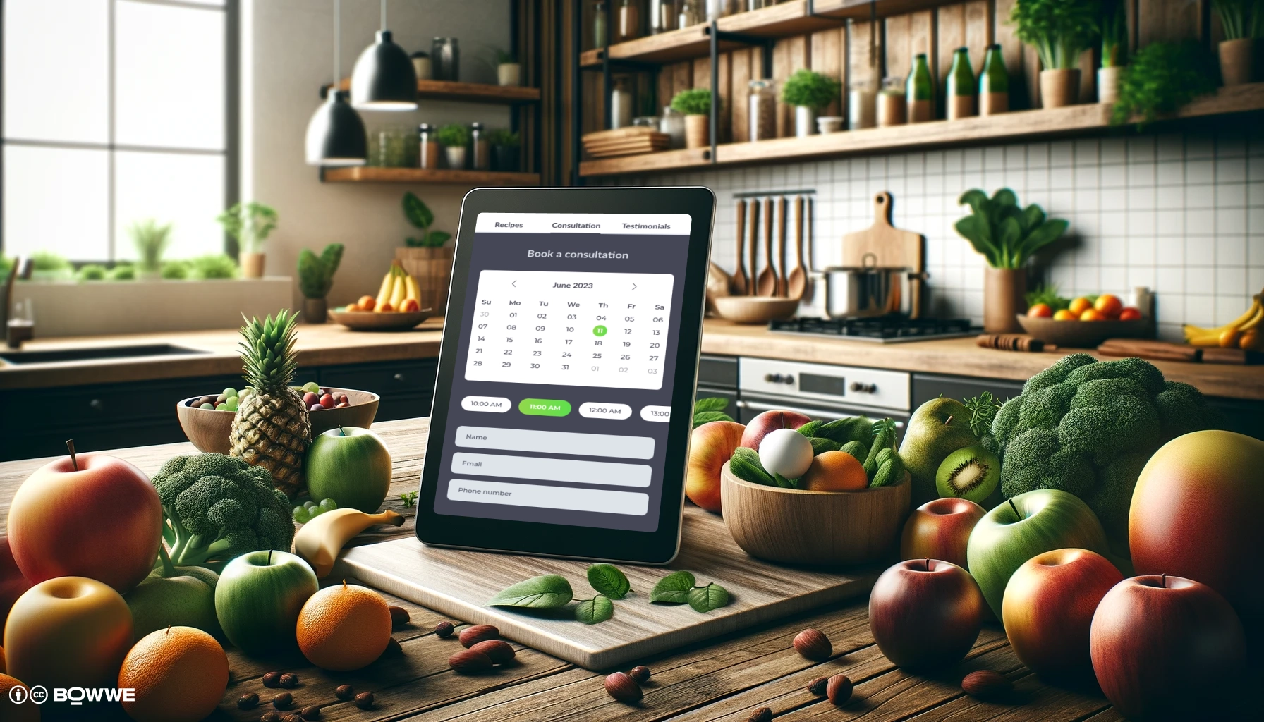 monitor with dietitian website template with section "Event calendar"