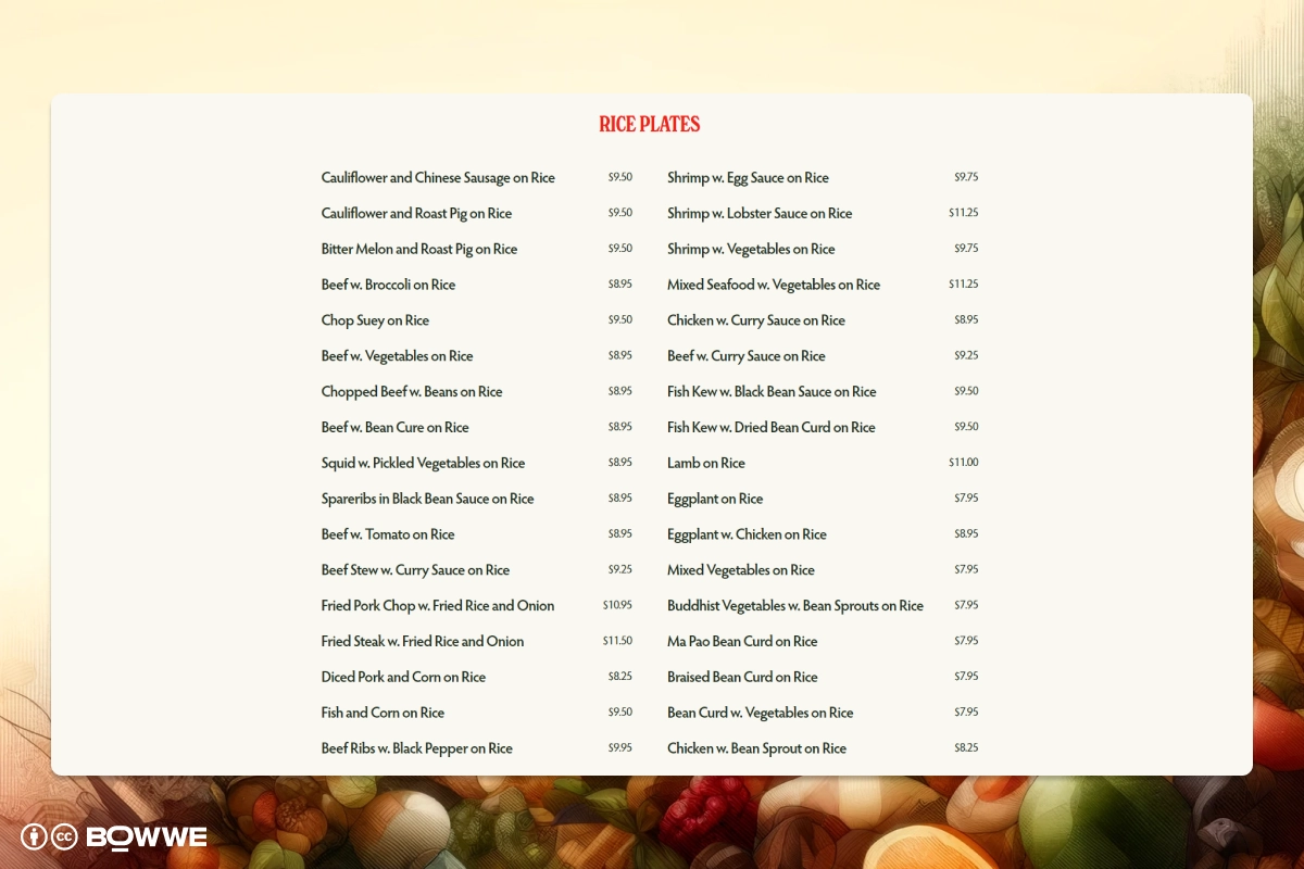 Screenshot z menu restauracji - Great New York Noodle Town