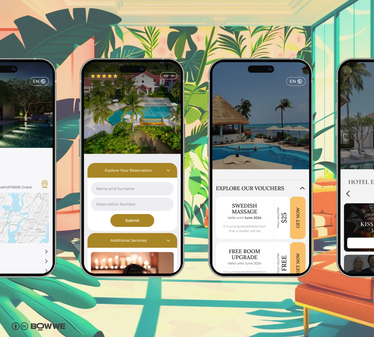 List of BOWWE Micro App for hotel templates 