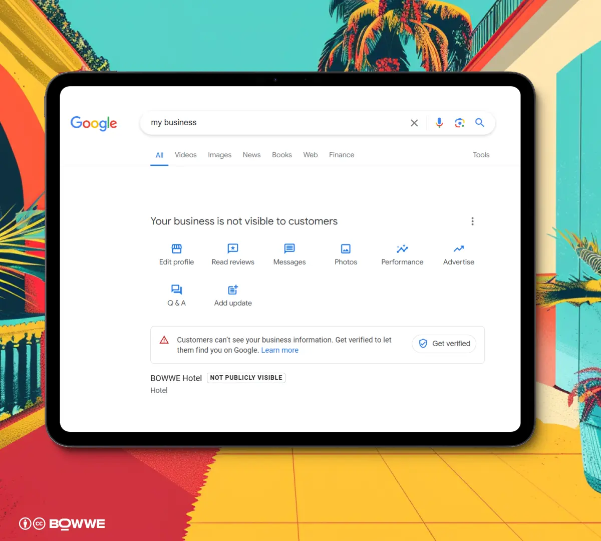 Captura de pantalla del perfil comercial de Google del hotel