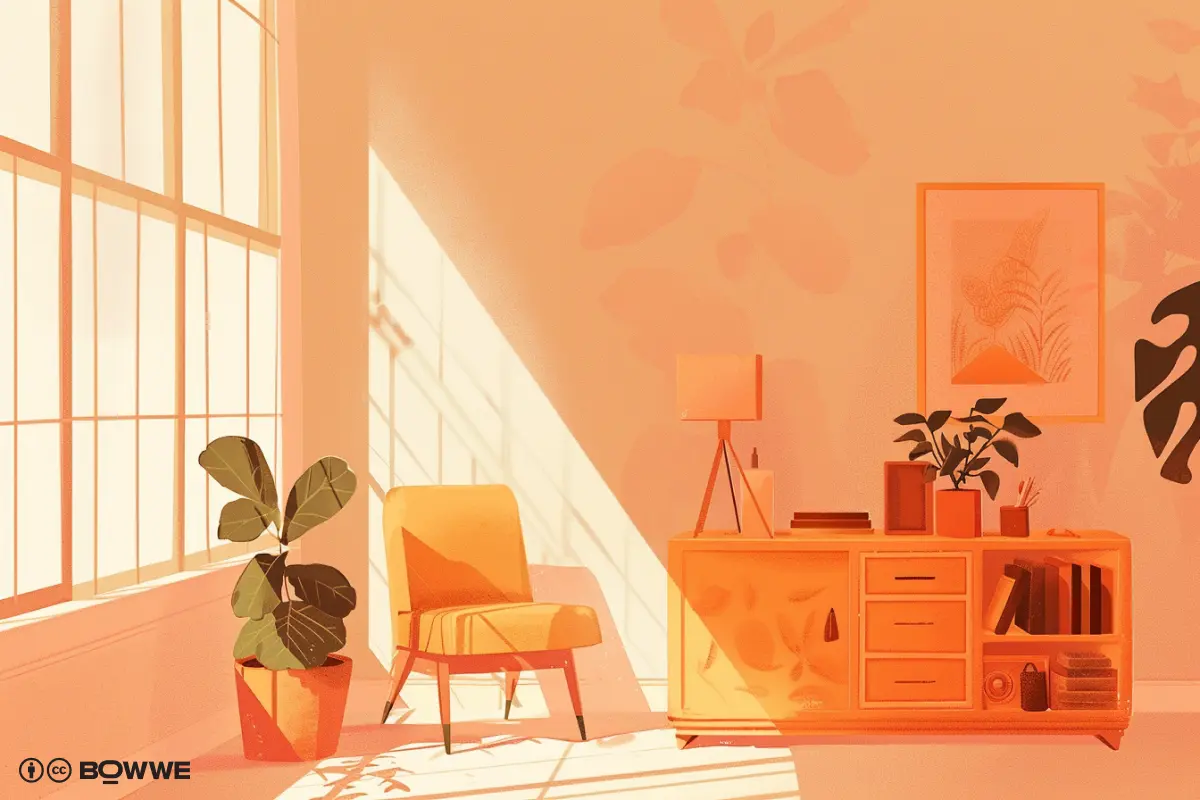 Light orange salon with chair and commode