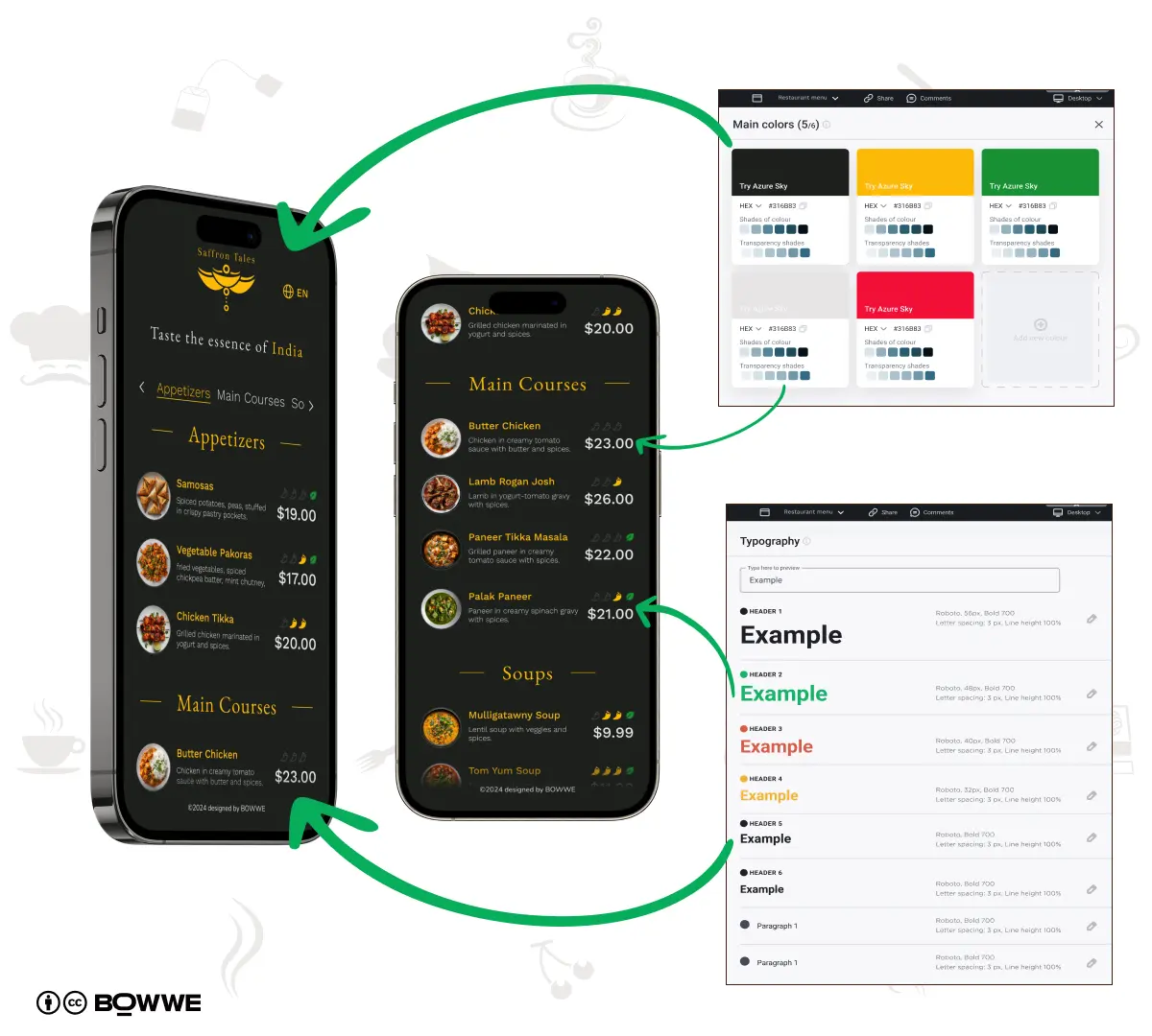 قالب قائمة مطعم BOWWE مع تعديل UI Kit