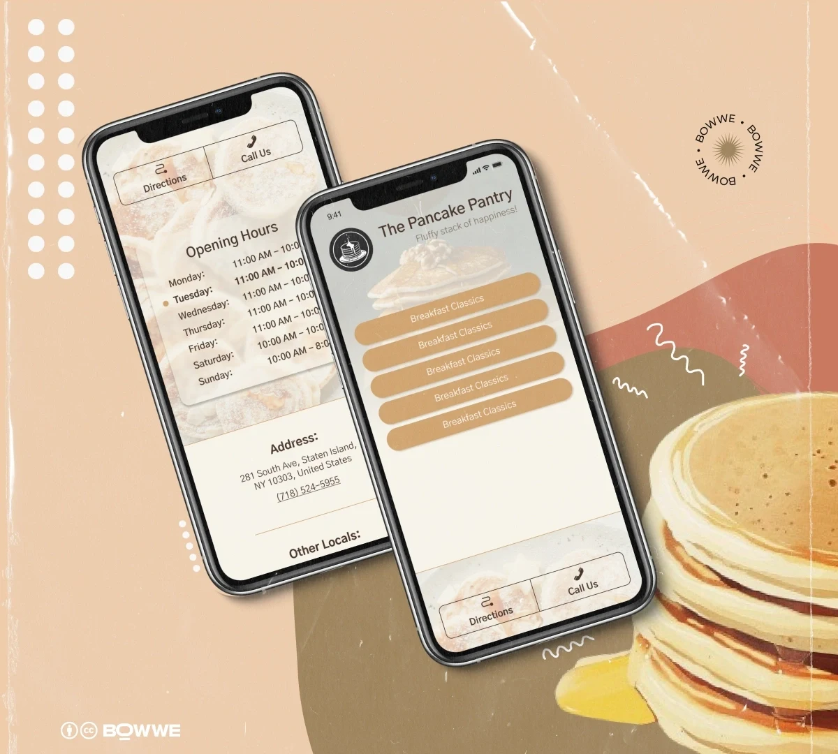 Mobile phone with menu template for sweet restaurant by BOWWE