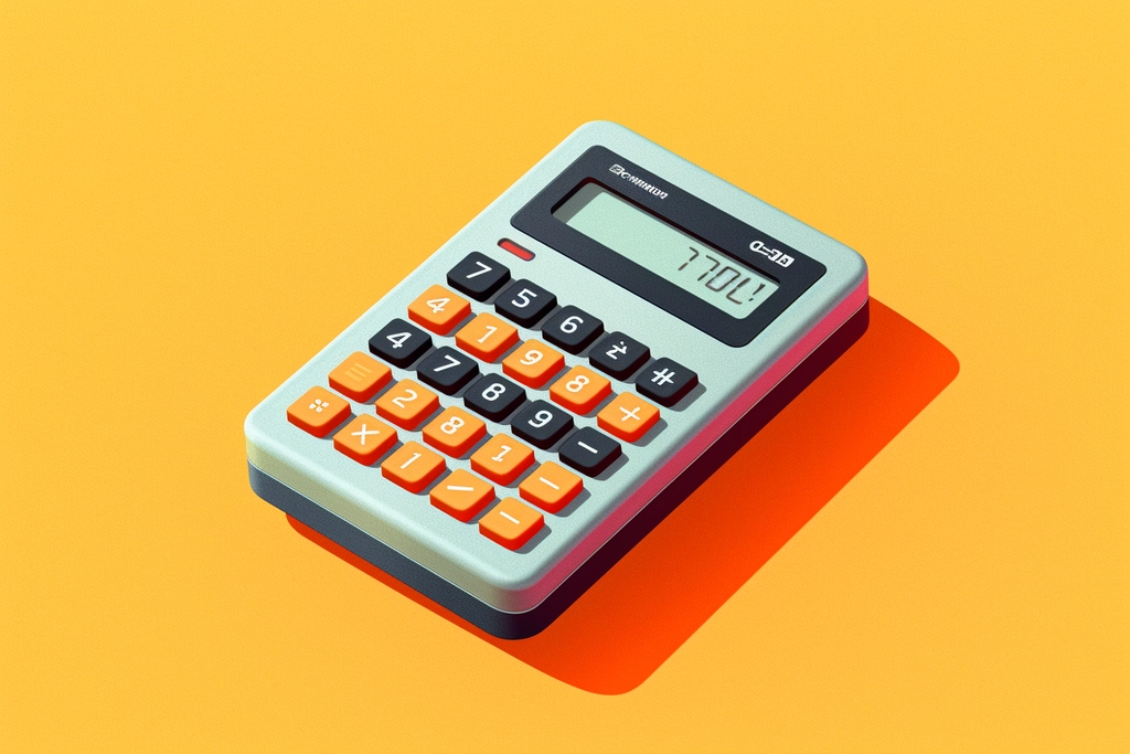 калькулятор, лежащий на желтом столе