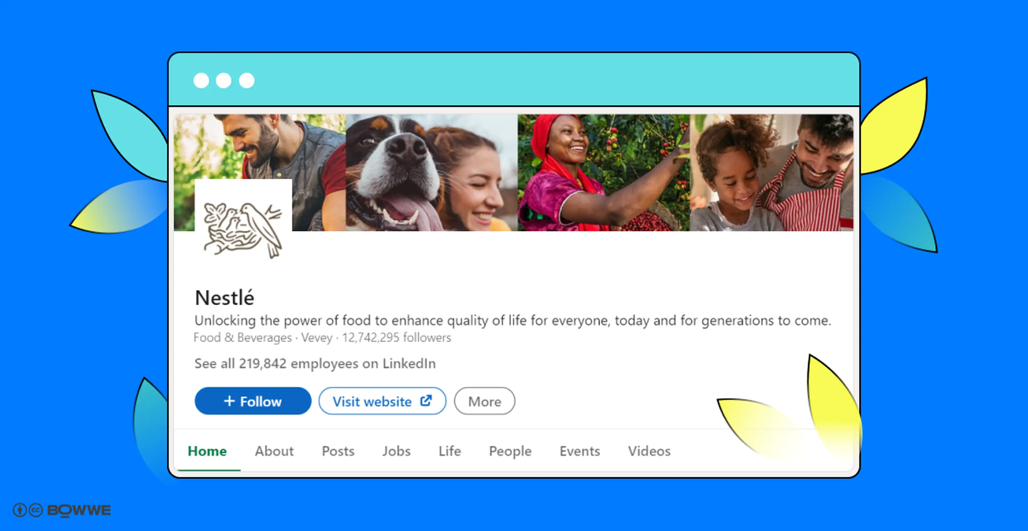 Nestle's profile on Linkedin