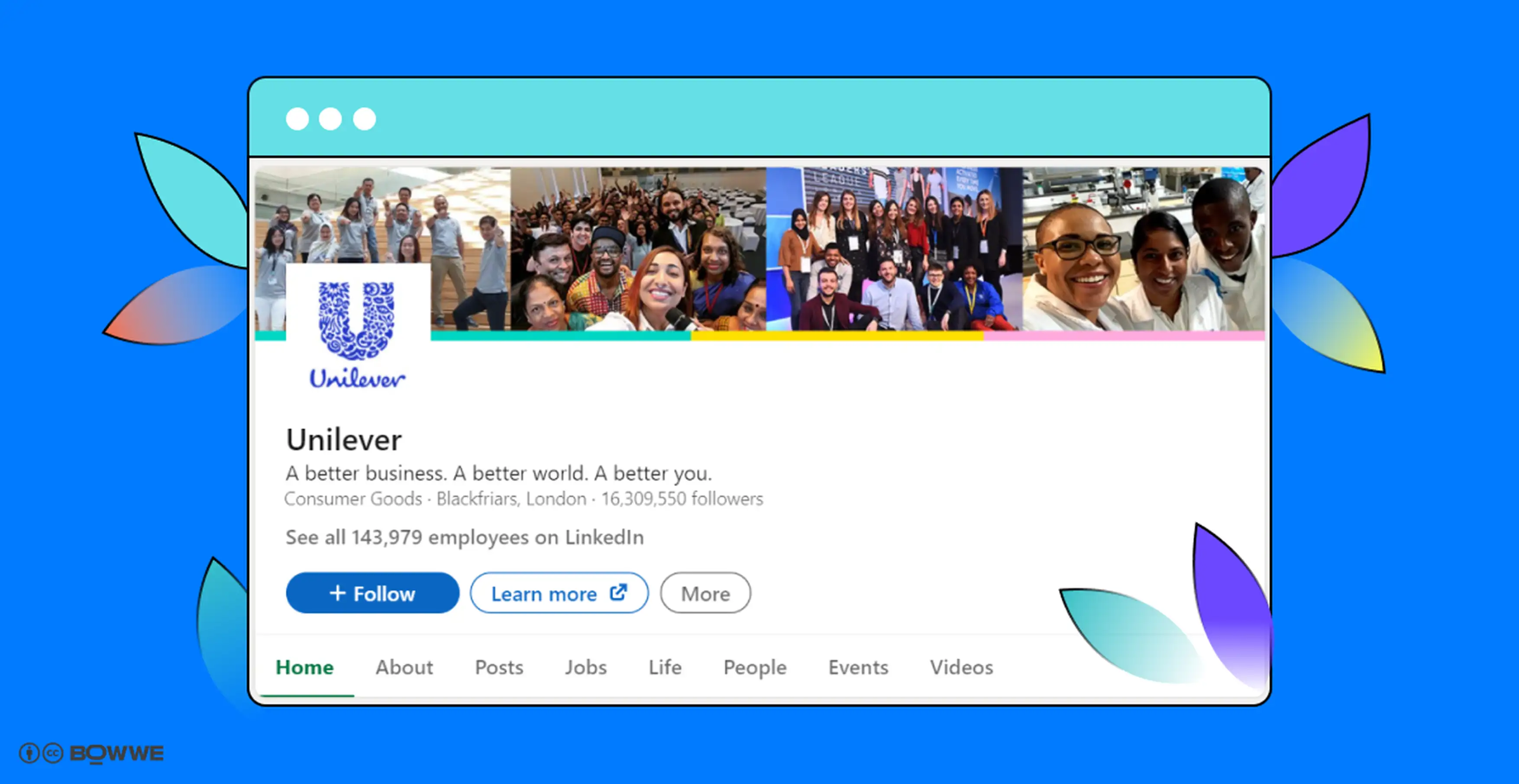 Profilo di Unilever su LinkedIn