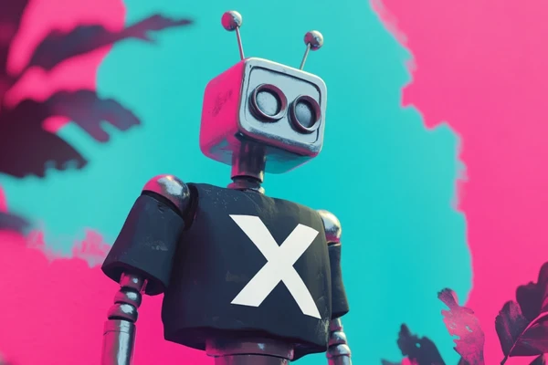 Robot in t-shirt with X