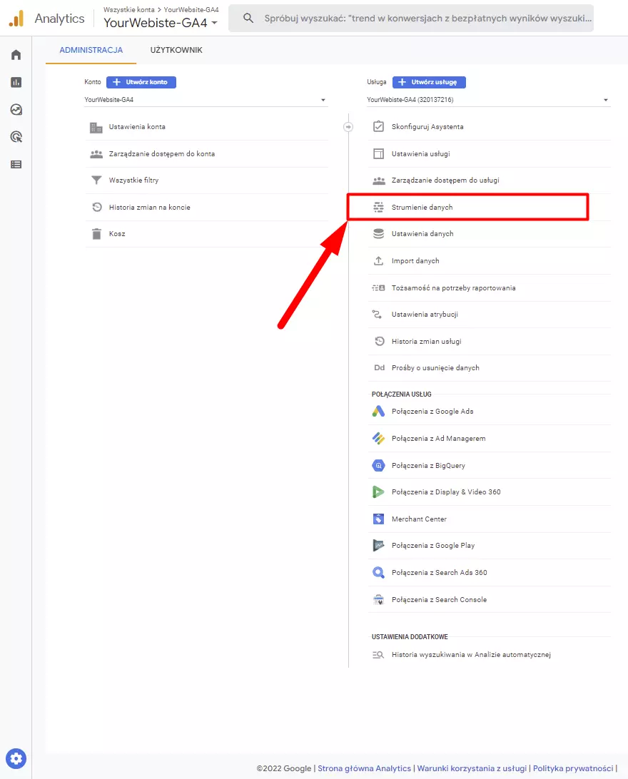 Google Analytics Administration Panel