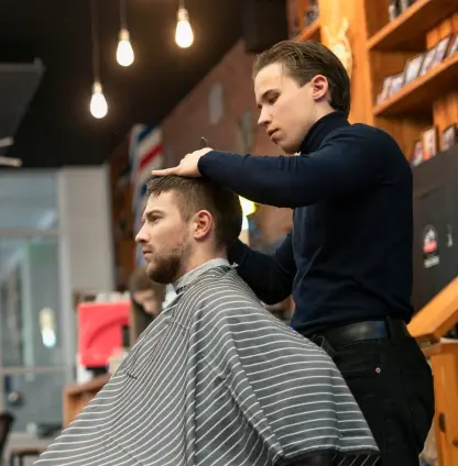 a man gets a haircut