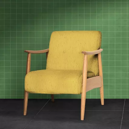 yellow wood armchair