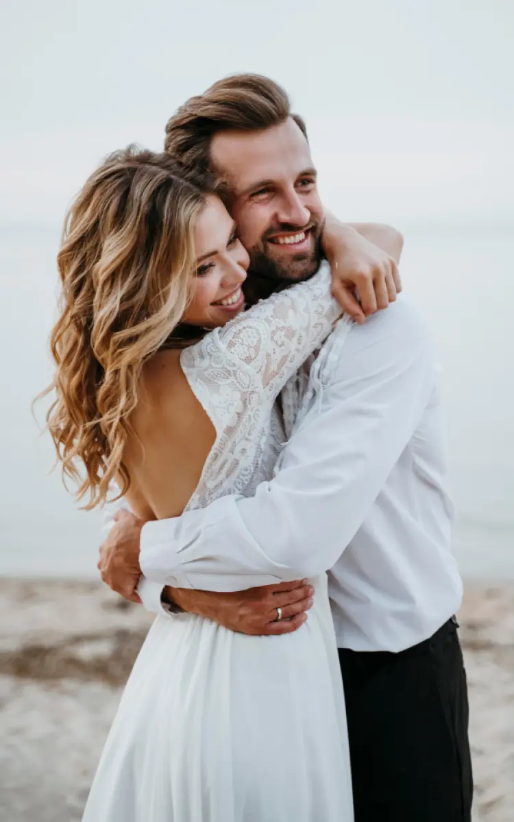 Girl and man hugging