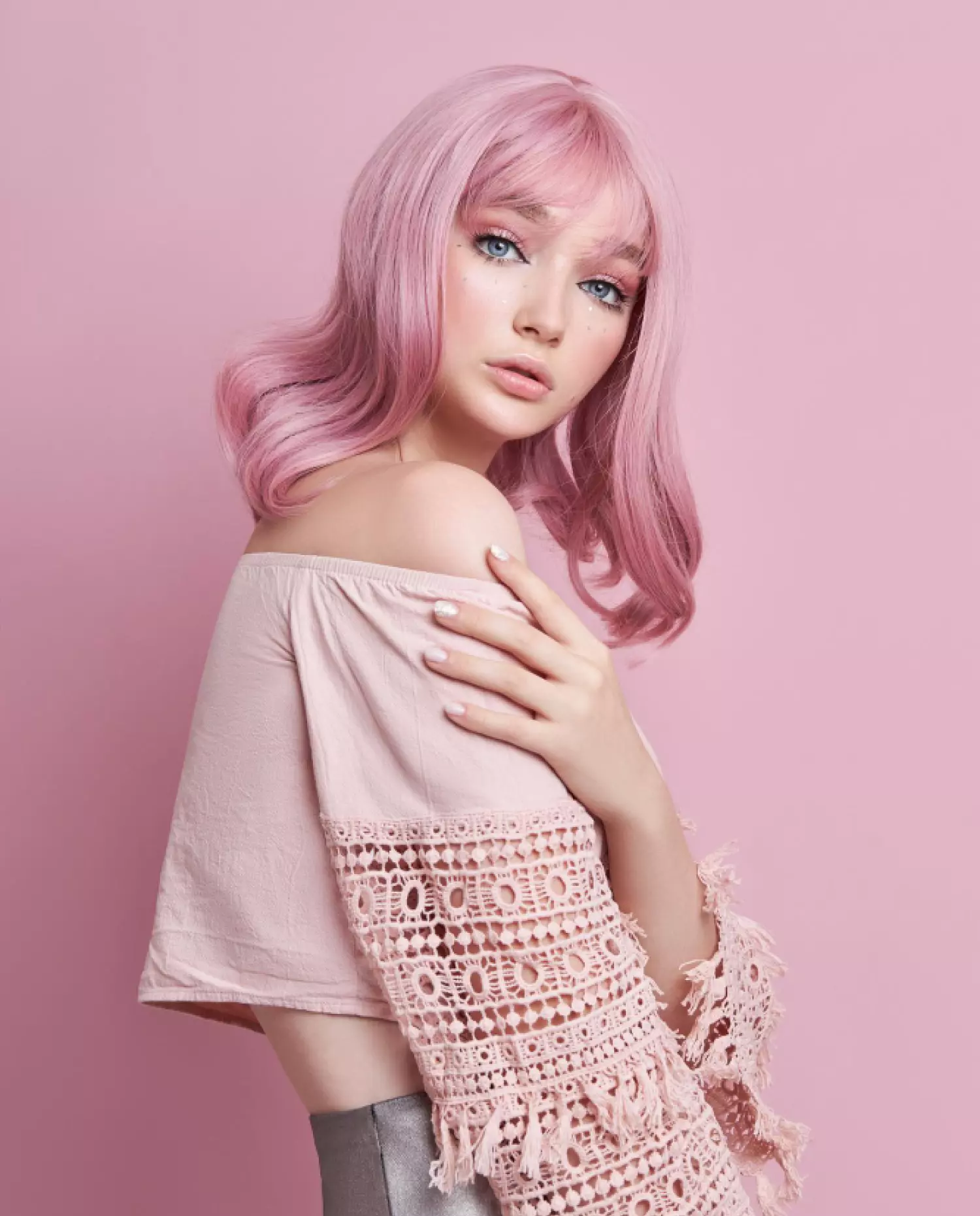 Girl with pink hair