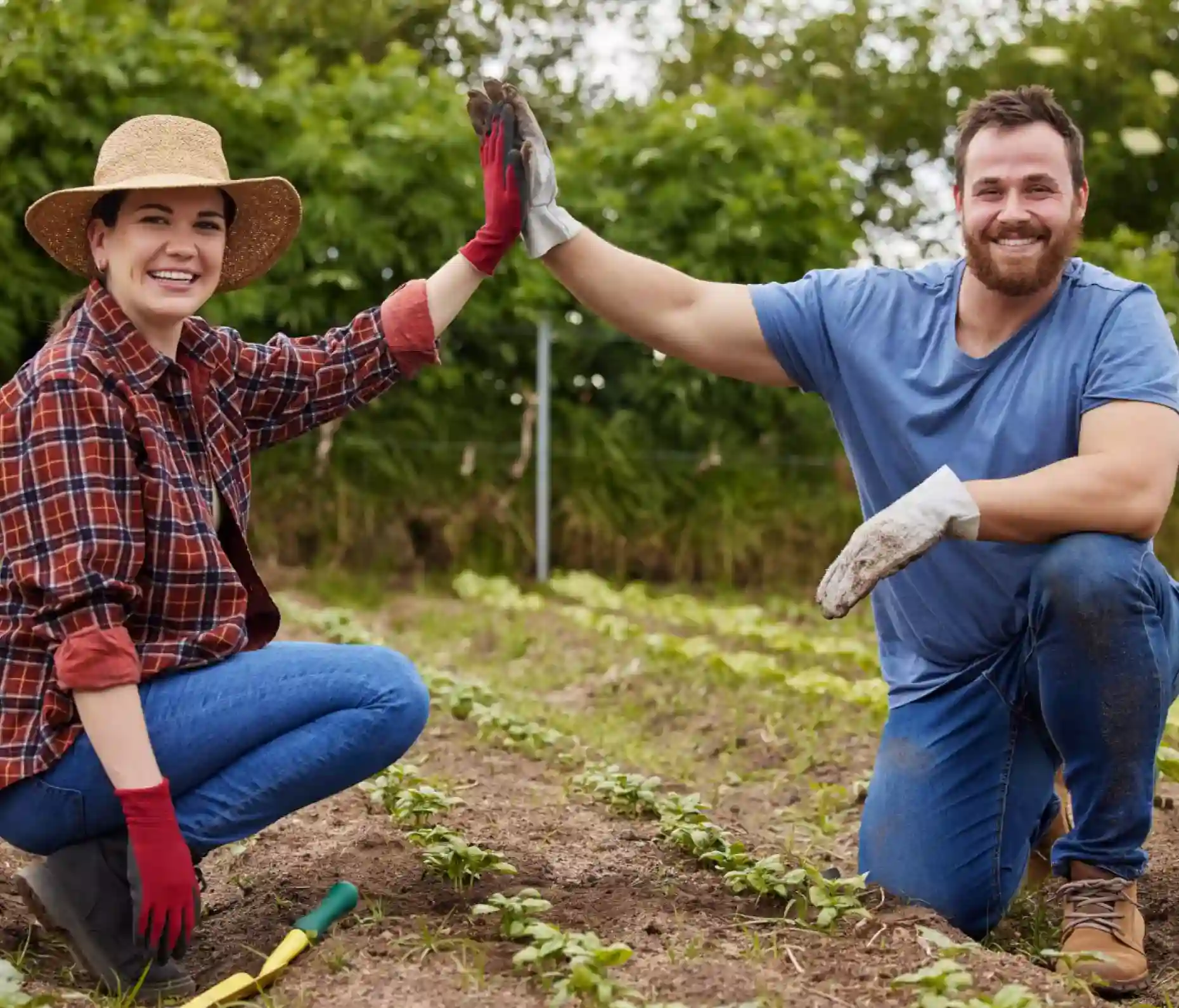 Man and woman smiling