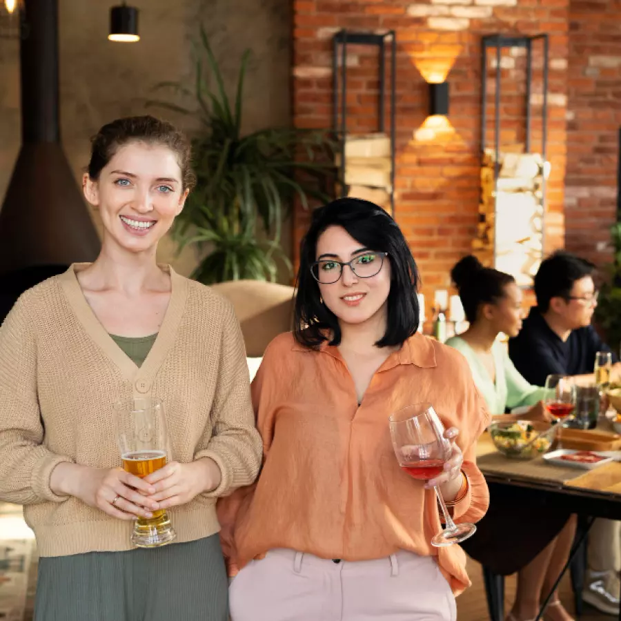 Two girls smiling