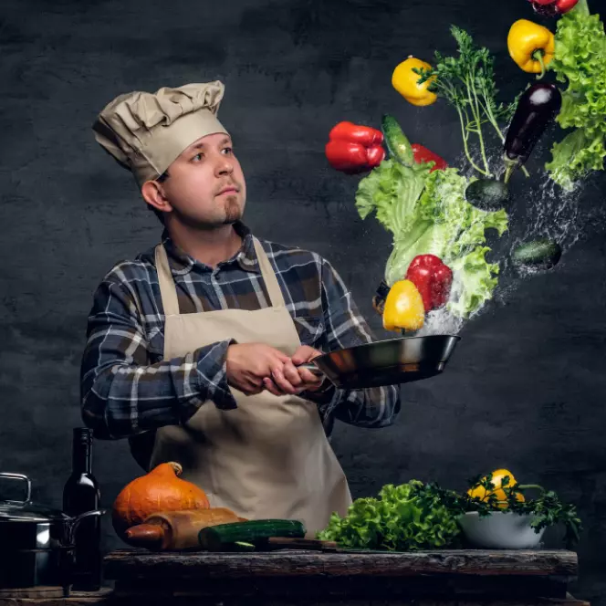 Man with vegetables